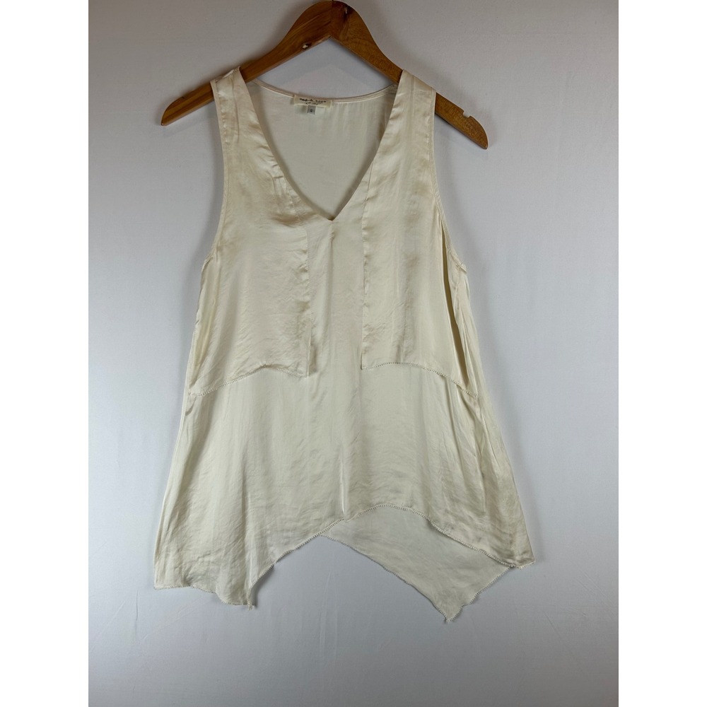 Rag & Bone Ivory V-Neck Handkerchief Hem Sleeveless Tank Top Small